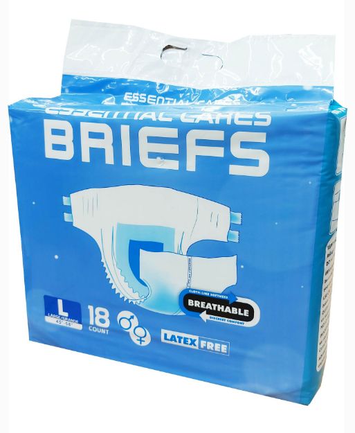 Picture of Diaper/Briefs Breathable Dry Plus Essential Cares Large 18pc/Bg 4Bg/Cs