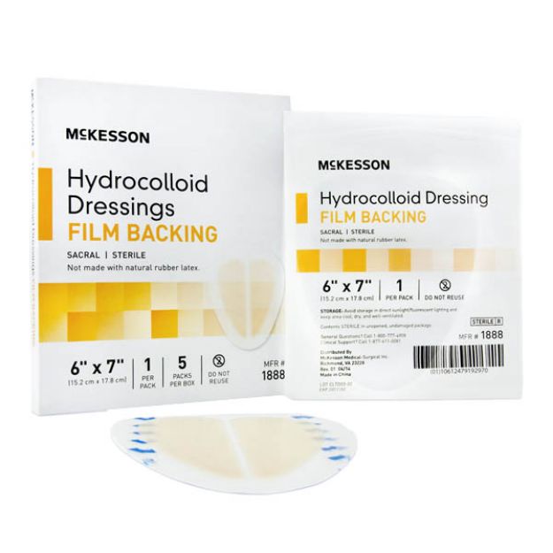 Picture of Dressing Hydrocolloid Film Back Sterile Sacral 6inx7in McKesson 1888 5Ea/Bx 16Bx/Cs (MK)