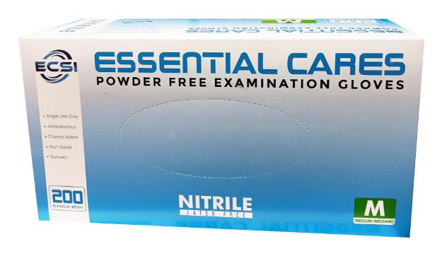 Picture of Nitrile Powder Free Examination Gloves Blue, Essential Cares Medium 200pc/Bx 10Bx/Cs
