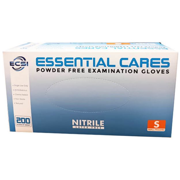 Picture of Nitrile Powder Free Examination Glove Blue, Essential Cares Small 200pc/Bx 10Bx/Cs