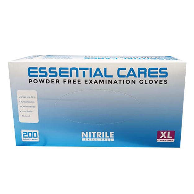 Picture of Nitrile Powder Free Examination Gloves Blue, Essential Cares XLarge 200pc/Bx 10Bx/Cs