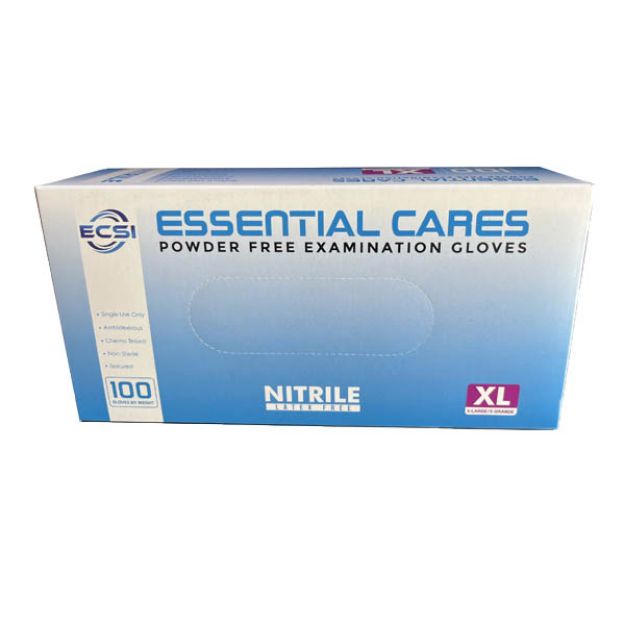 Picture of Nitrile Powder Free Examination Gloves Blue, Essential Cares XLarge 100pc/Bx 10Bx/Cs