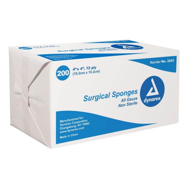 Picture of Surgical Gauze Sponge NW Non Sterile 4inX4in 12ply 3243 200Pc/Bx 10Bx/Cs