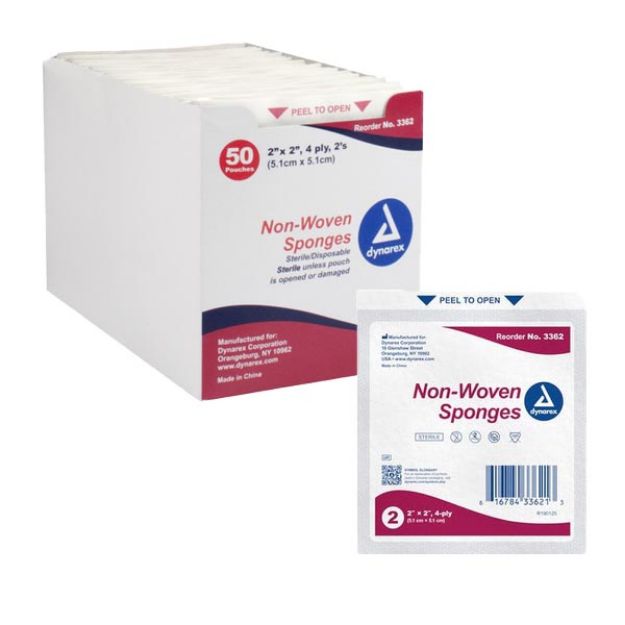 Picture of Sponge Non-Woven Sterile 2's 4Ply 2inX2in 3362 50pc/Bx 30Bx/Cs