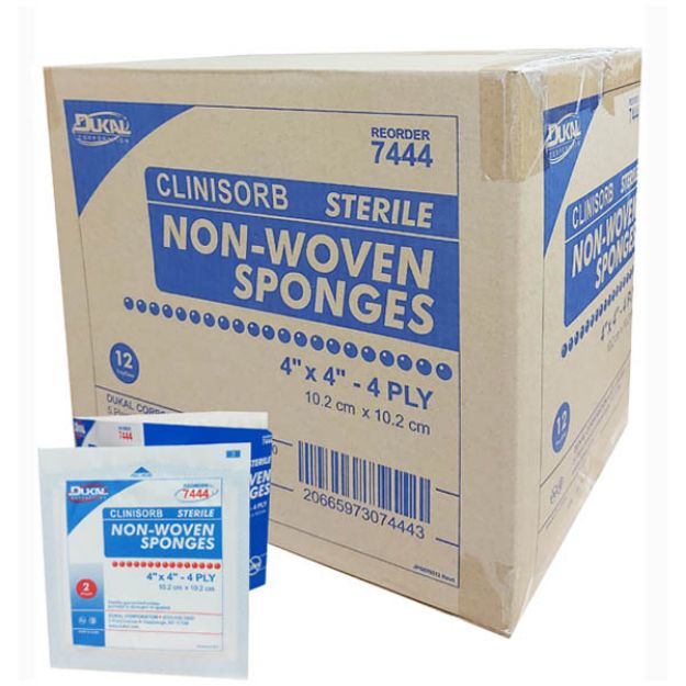 Picture of Clinisorb Non-Woven Sponges, 4in x 4in 4-Ply Sterile 7444 2/Pk 50 Pk/Bx 12Bx/Cs(CI)