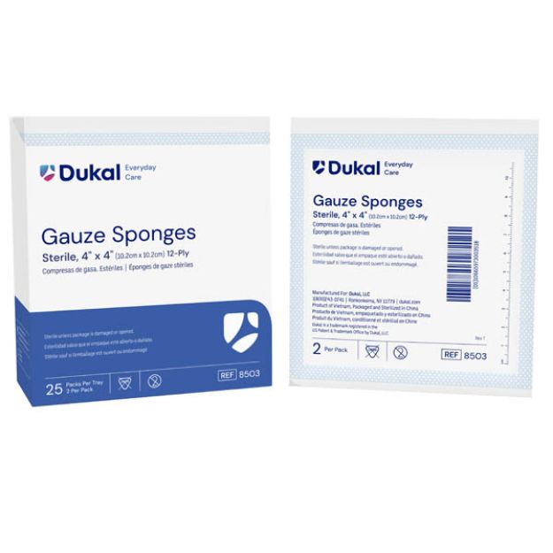 Picture of Basic Care Sterile Gauze Sponge 4X4 12 Ply 8503 2/Pk 25Pk/Bx 24Bx/Cs(DU)