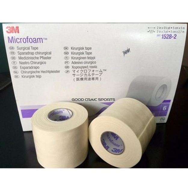 Picture of 3M Microfoam Surgical Tapes 1528-2  2in x 5½ yds (stretched) 6 Rl/Bx 6 Bx/Cs (MP)