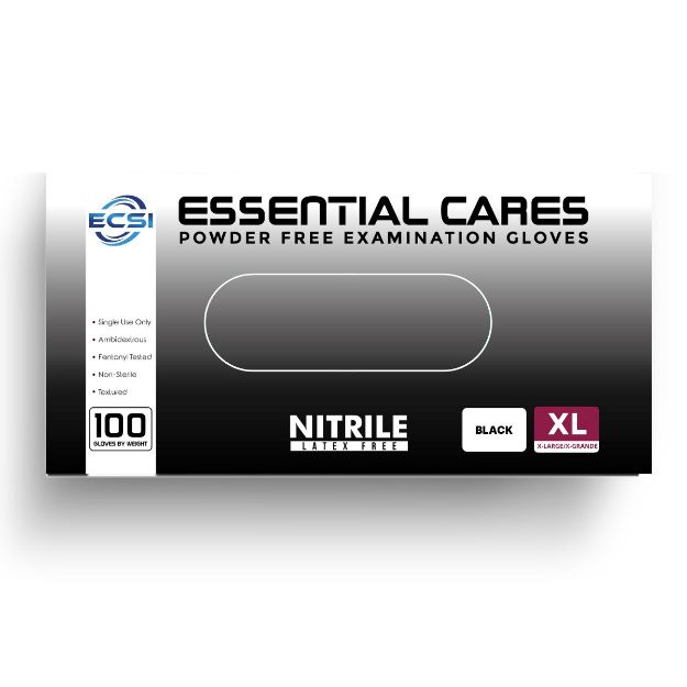Picture of Nitrile Powder Free Examination Glove Black Essential Cares XLarge 100pc/Bx 10Bx/Cs