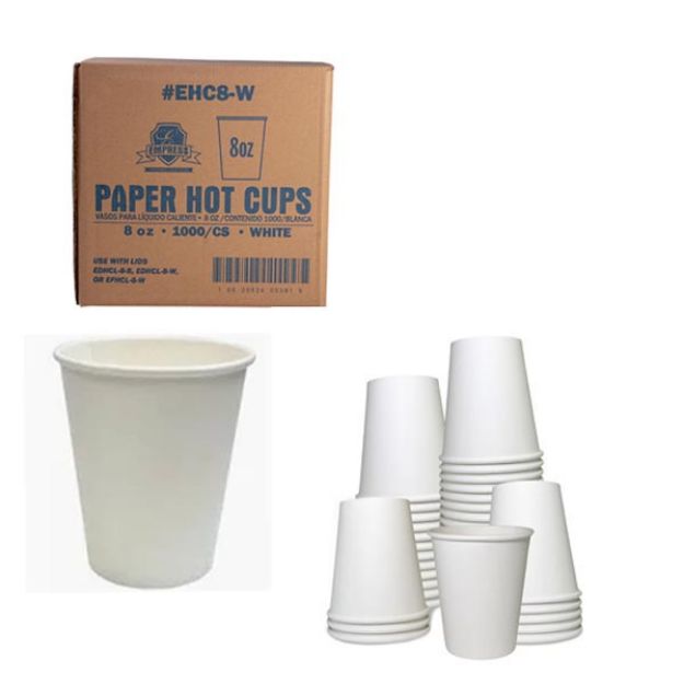 Picture of Empress Paper Hot Cup 8oz White EHC8-W 50/Pk 20Pk/Cs(RJ)