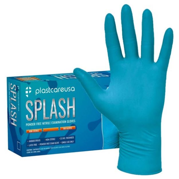 Picture of Splash Light Blue Nitrile Gloves Disposable 3.2gTextured X-Smal NIT6030-XS 100Pc/Bx 10Bx/Cs(ST)