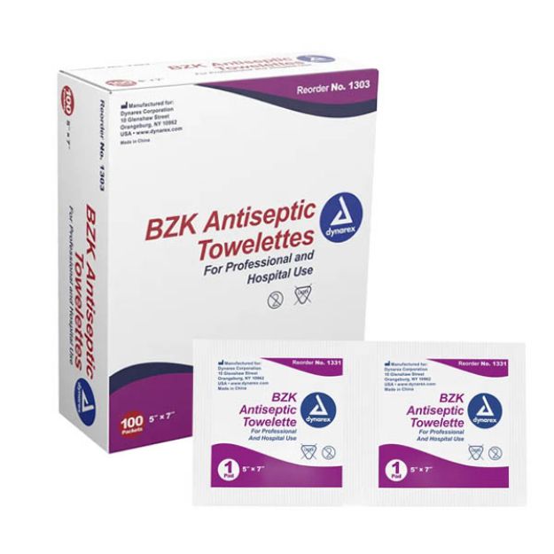 Picture of BZK Antiseptic Towelettes 5inX7in 1303 100Pc/Bx 10Bx/Cs