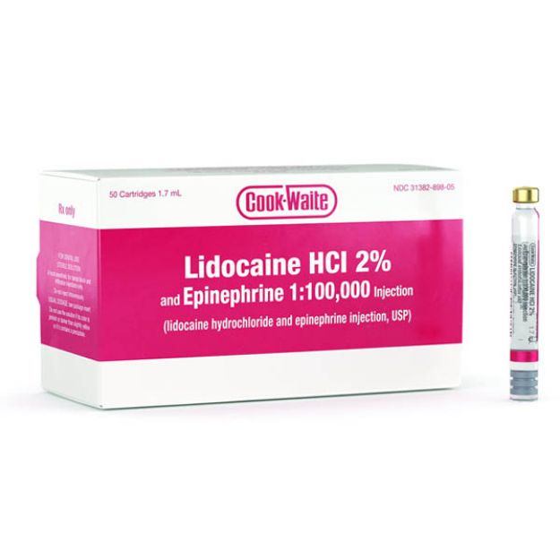 Picture of Lidocaine HCI 2% W/Epinephrine 1.7ml CRT 1:100,000 99167 50/Bx