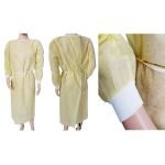 Picture of Isolation Gown NW SPP 20gsm 130X150cm Elstic Cuff Tie Back/Waist Yellow XLarge ECS 10Pc/Bg 5Bg/Cs